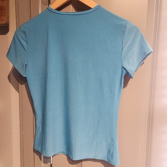 Y2K VINTAGE VERSACE MEDUSA SHIRT TOP TEE SLINKY BLUE LOGO XS S SMALL rare - Picture 5 of 6